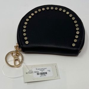 Francesca’s round black studded keychain wallet